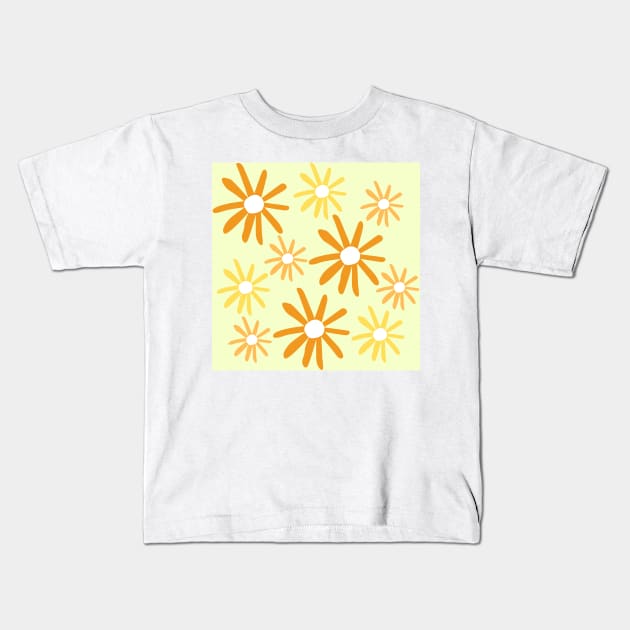 Simple Hand Drawn Flowers Pattern Kids T-Shirt by Moshi Moshi Designs